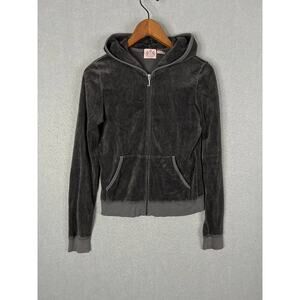 Juicy Couture Women's Y2K Med Brown Velour Tracksuit Hoodie Jacket Size XL